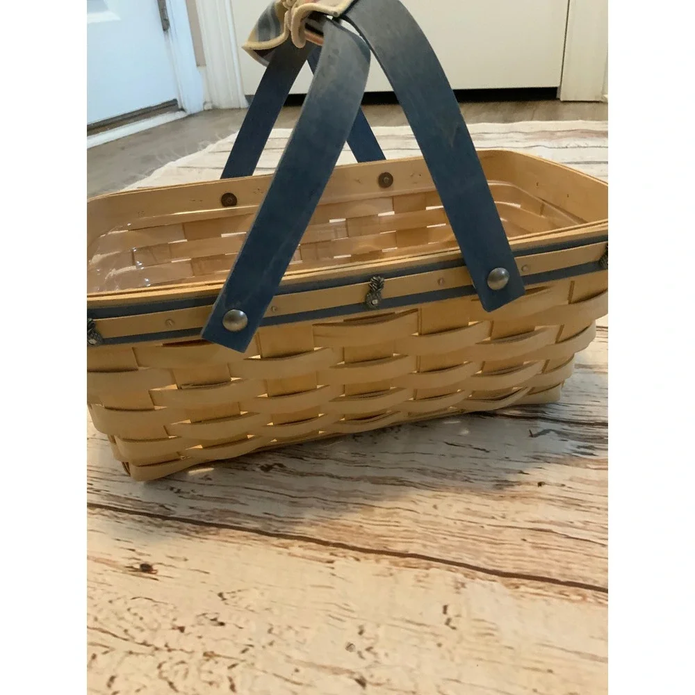 Longaberger 2007 Williamsburg Basket Fest Handwoven Blue Handle Signed Basket